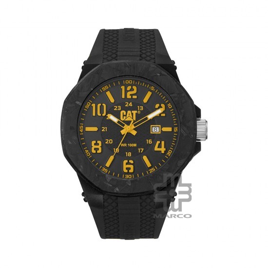 CAT CARBON CRUSH LV-161-21-137 Black Silicone Band Analog Watch